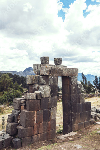 Inca pyramidal temple in Vilcashuaman village, Ayacucho, Peru. photo