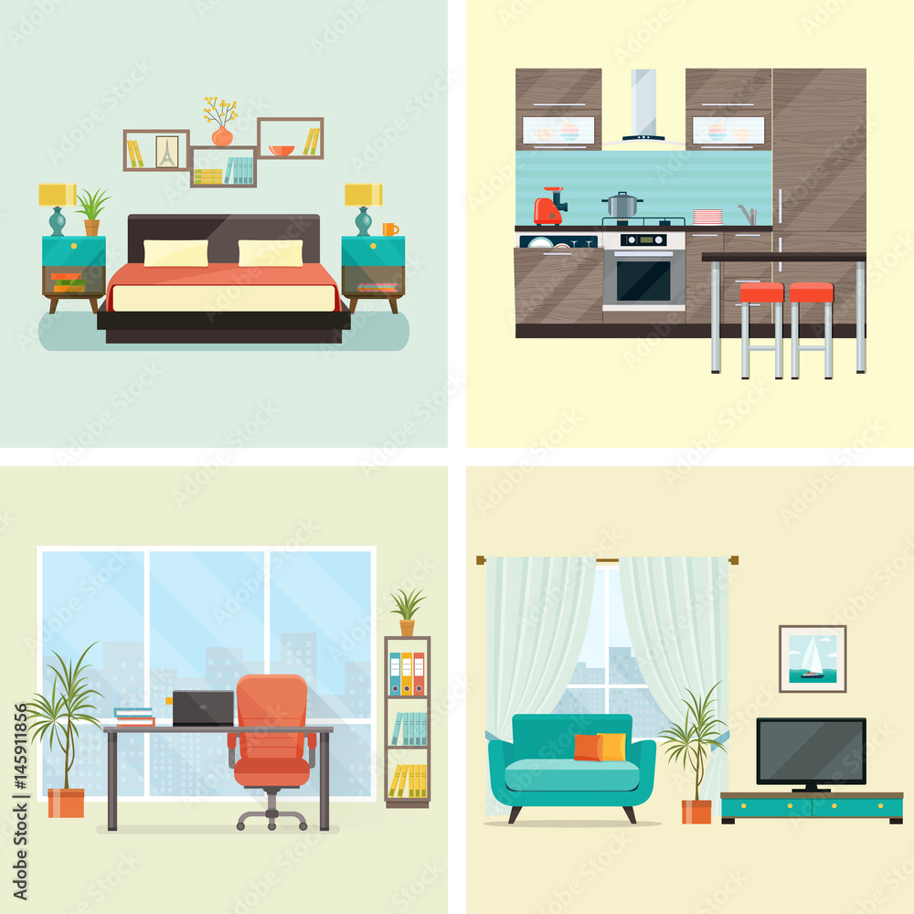 All Rooms House Rooms Homes Vector Stock Vector (Royalty Free) 170512370