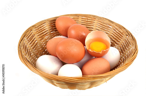 Eggs in basket with white background.
Health Benefits of Eating Eggs.