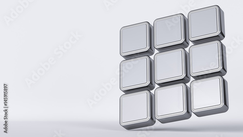 Flying cubes on a white background. 3d render illustration.