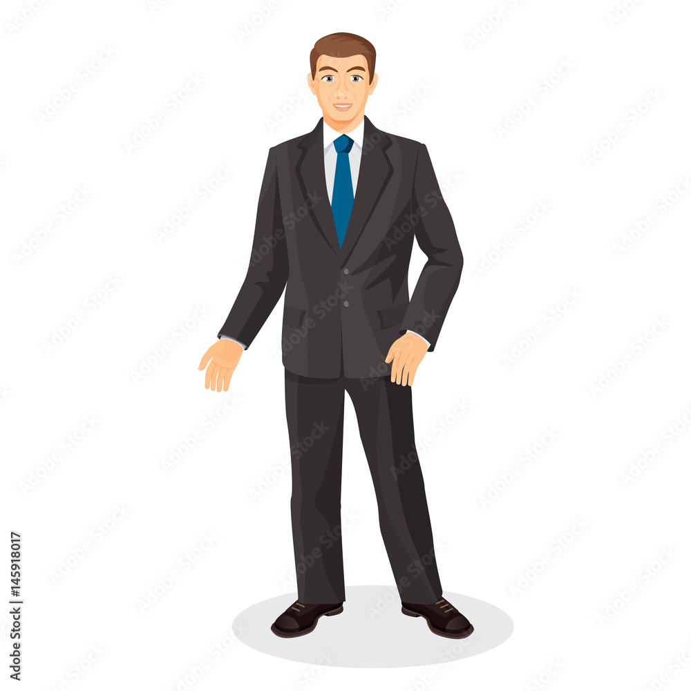 Handsome gentleman in elegant suit with blue tie Handsome gentleman in elegant suit with blue tie