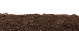 Handful of dark brown soil isolated on white background