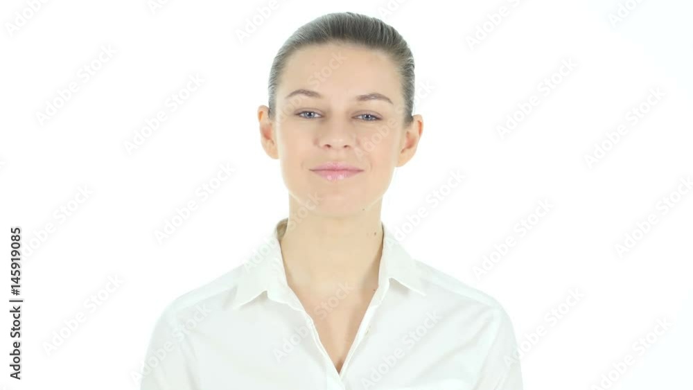 Shaking Head, Yes by Woman, White Background Shaking Head, Yes by Woman, White Background