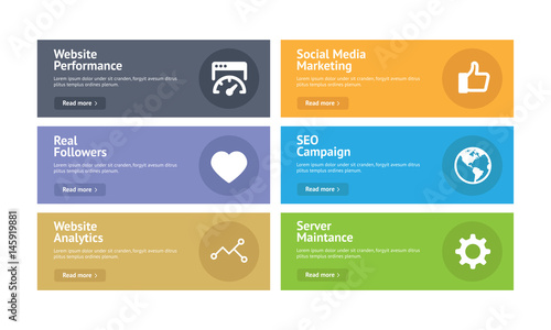 Set of vector flat horizontal web banners