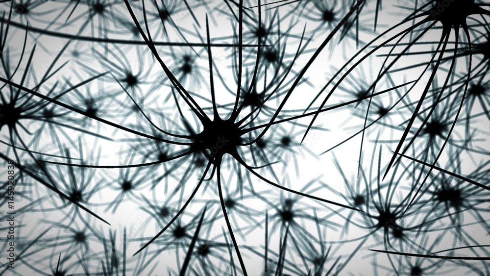 Obraz premium Black and white seamless biology or neuron cells pattern.