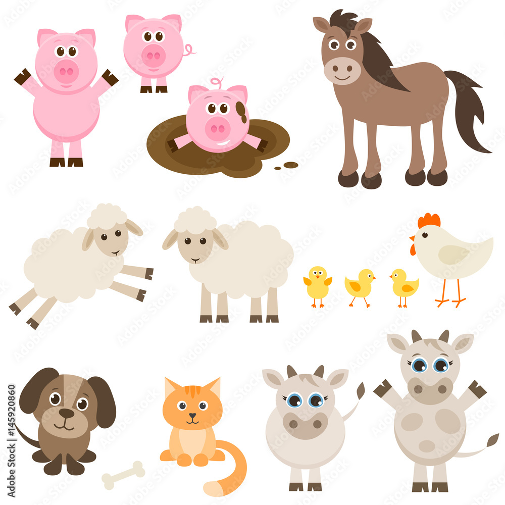 set of different farm animals set of different farm animals