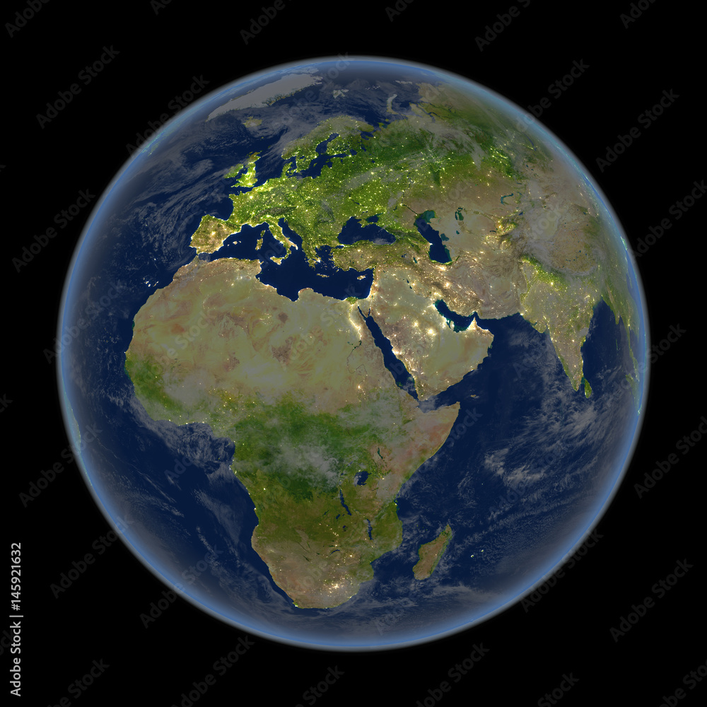 EMEA region at night from space EMEA region at night from space