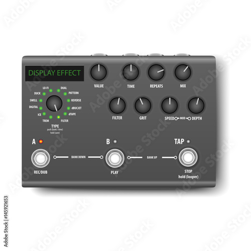 Guitar effect delay pedal on white background.vector-illustration 
