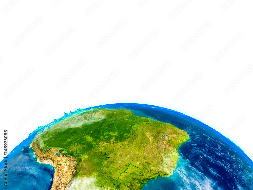 South America on physical globe
