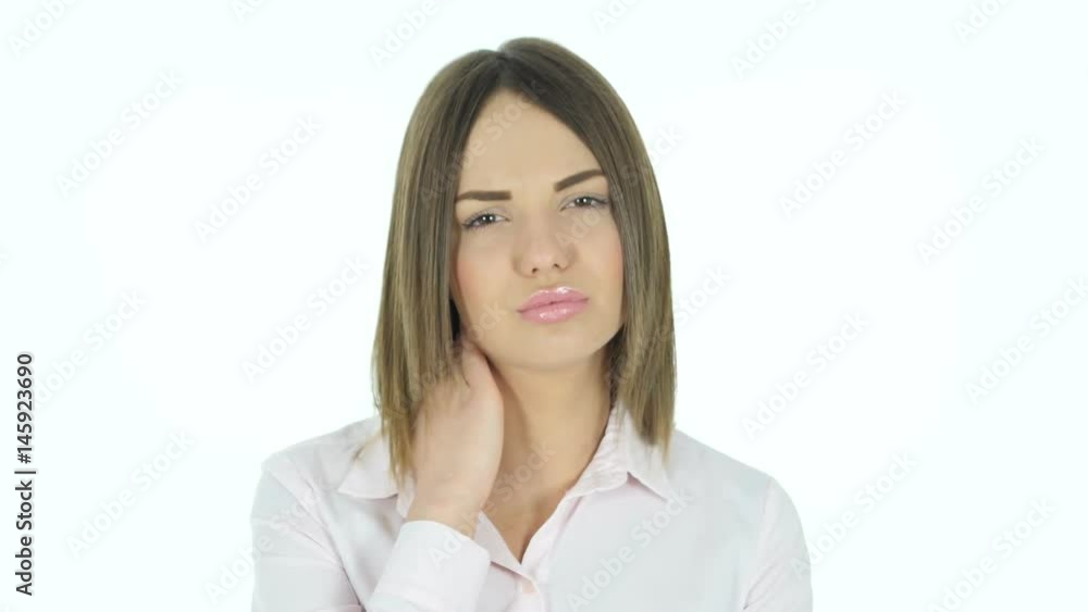 Neck Pain, Tired Beautiful Woman with Neckache Neck Pain, Tired Beautiful Woman with Neckache