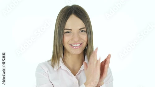 Wallpaper Mural Clapping, Applauding Woman, White Background Torontodigital.ca