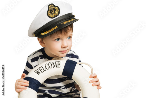 Little sailor keeps lifebuoy photo