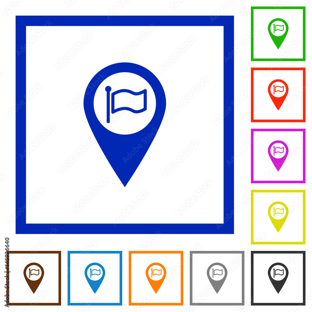 Destination GPS map location flat framed icons Destination GPS map location flat framed icons
