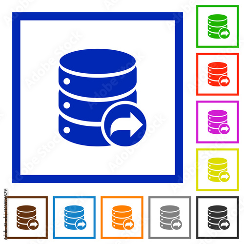 Database transaction commit flat framed icons