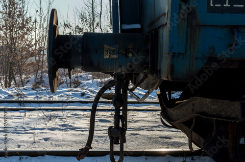 Cargo train during winter.