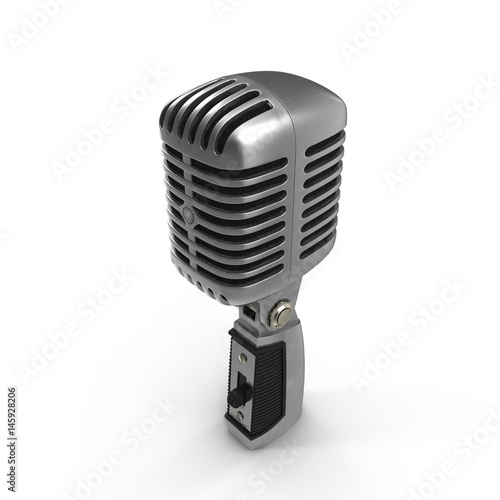 Classic Studio Microphone on white. 3D illustration