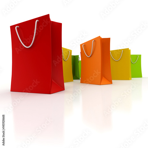 Shopping bags in colors gro...