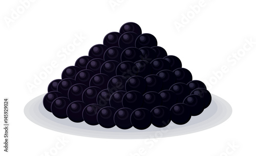 Black thorn sturgeon caviar. Sea food illustration on white background