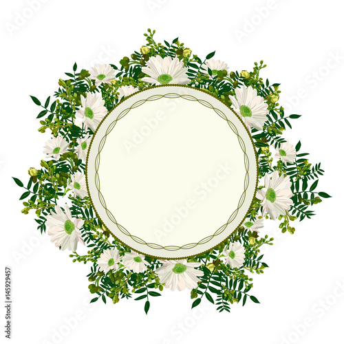 hand  drawn summer elegant and realistic  graphic flower wreath