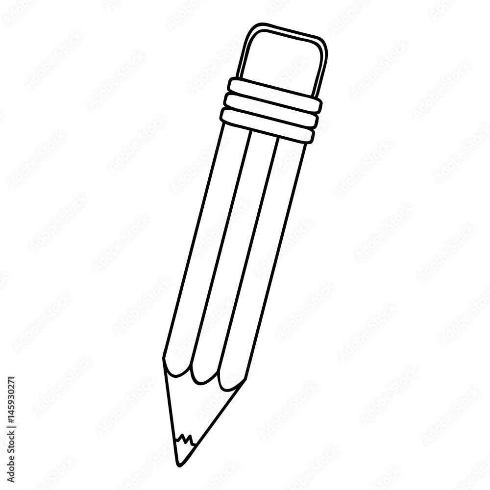 monochrome silhouette of little school pencil with eraser vector illustration monochrome silhouette of little school pencil with eraser vector illustration