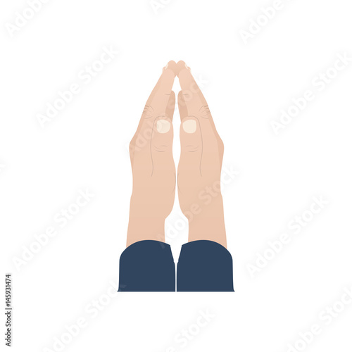 color silhouette of hands in position of pray in frontal view vector illustration