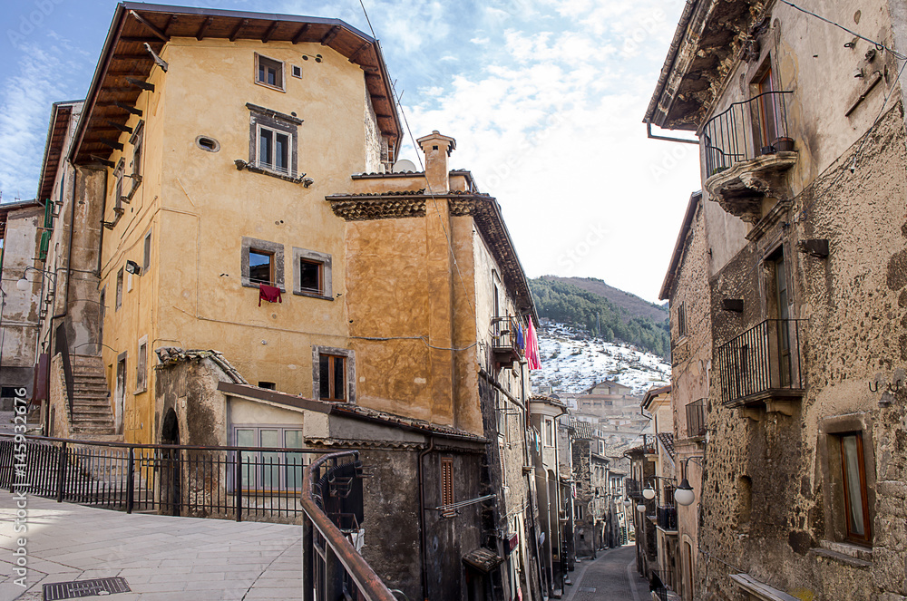 glimpse of Scanno historical downtown