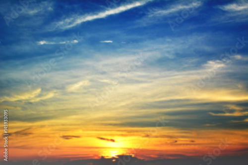 Fototapeta Naklejka Na Ścianę i Meble -  Blur of focus sky sunset background