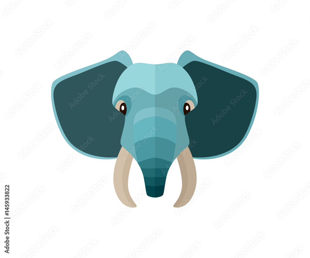 Fototapeta premium Elephant head icon isolated on white background vector illustration. Wild animal pictogram, zoo emblem in flat design