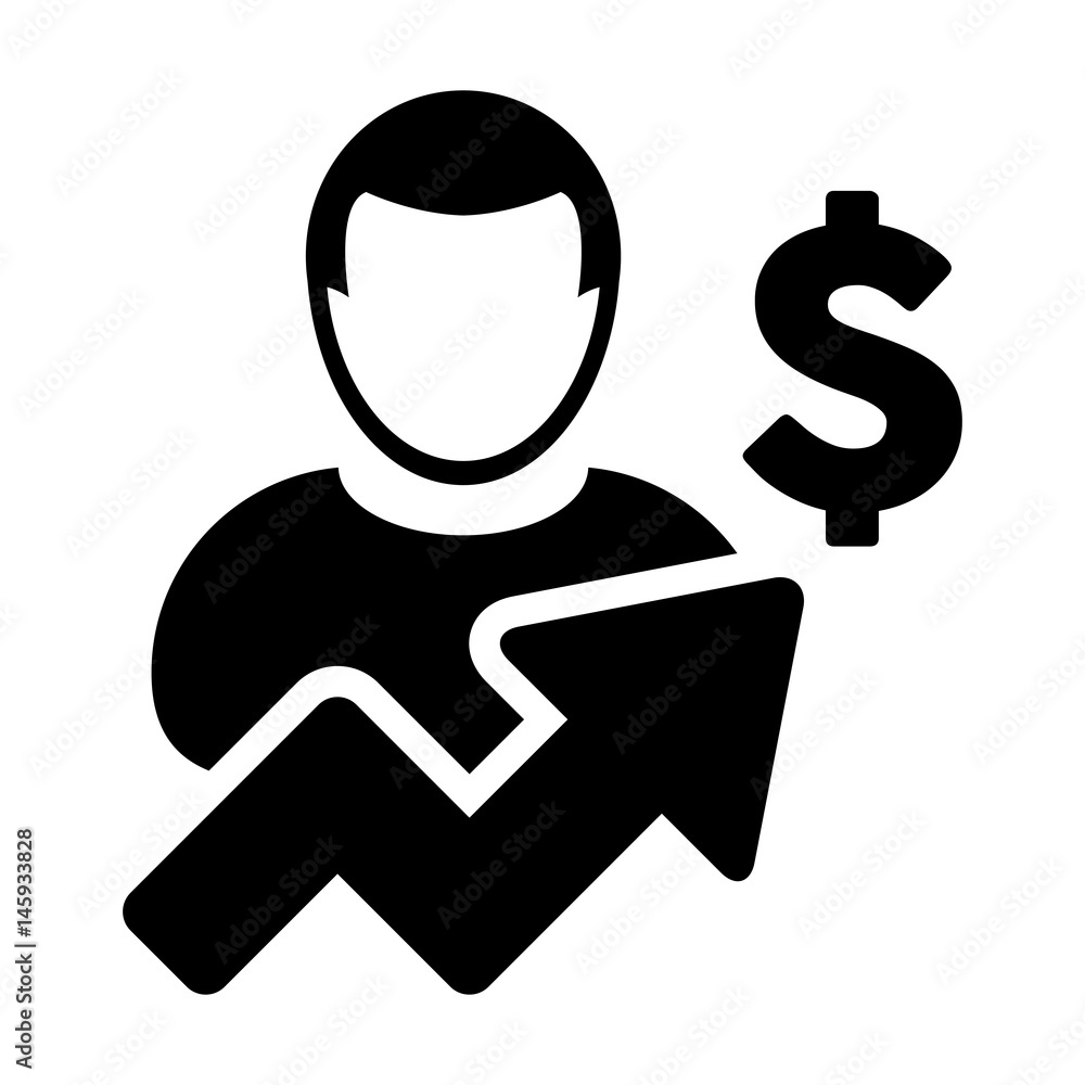 User Icon - Vector Flat Person Profile Growth With Dollar Avatar Glyph Pictogram illustration User Icon - Vector Flat Person Profile Growth With Dollar Avatar Glyph Pictogram illustration