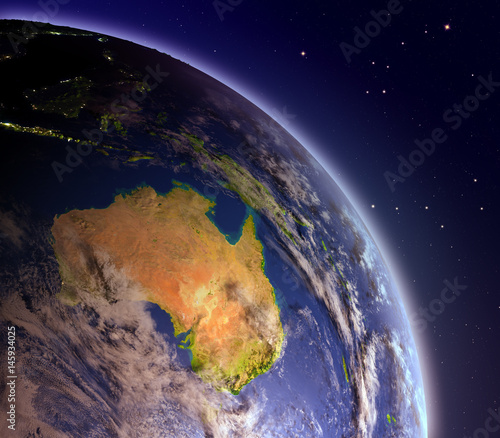 Fototapeta Naklejka Na Ścianę i Meble -  Australia from space at dawn