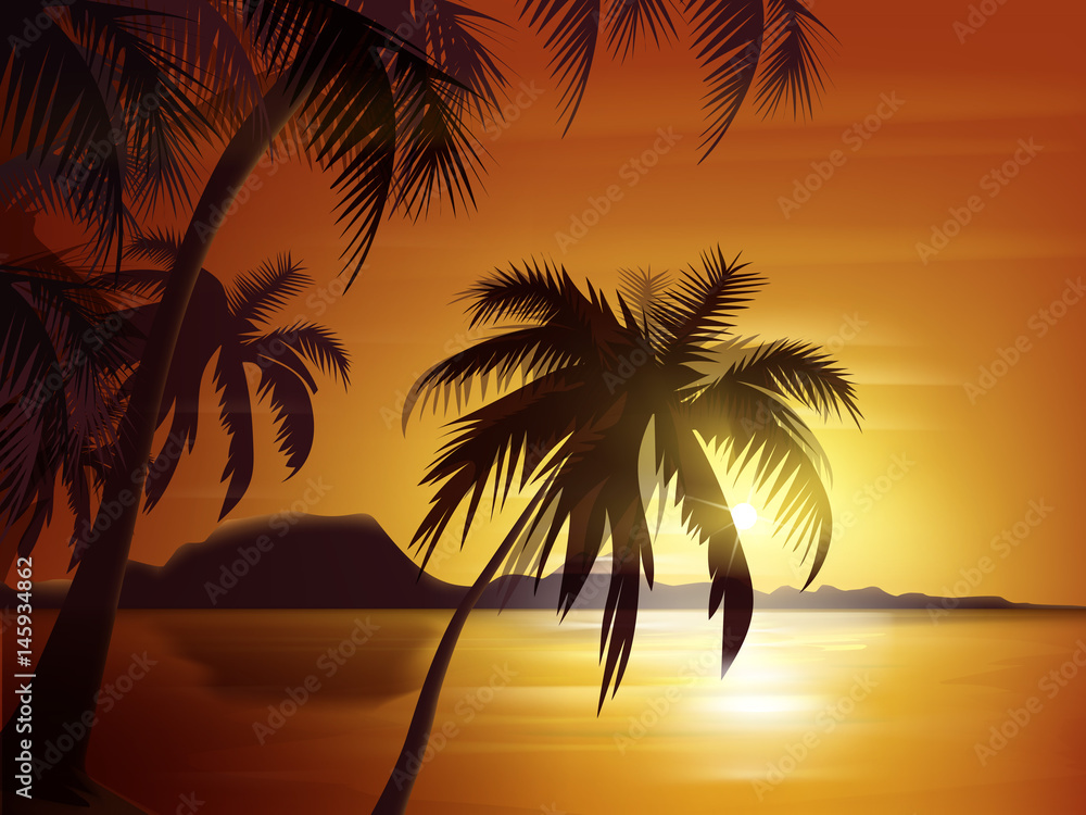 Orange tropical sunset
