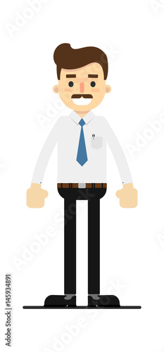 Smiling lawyer character isolated on white background vector illustration. People personage in flat design.