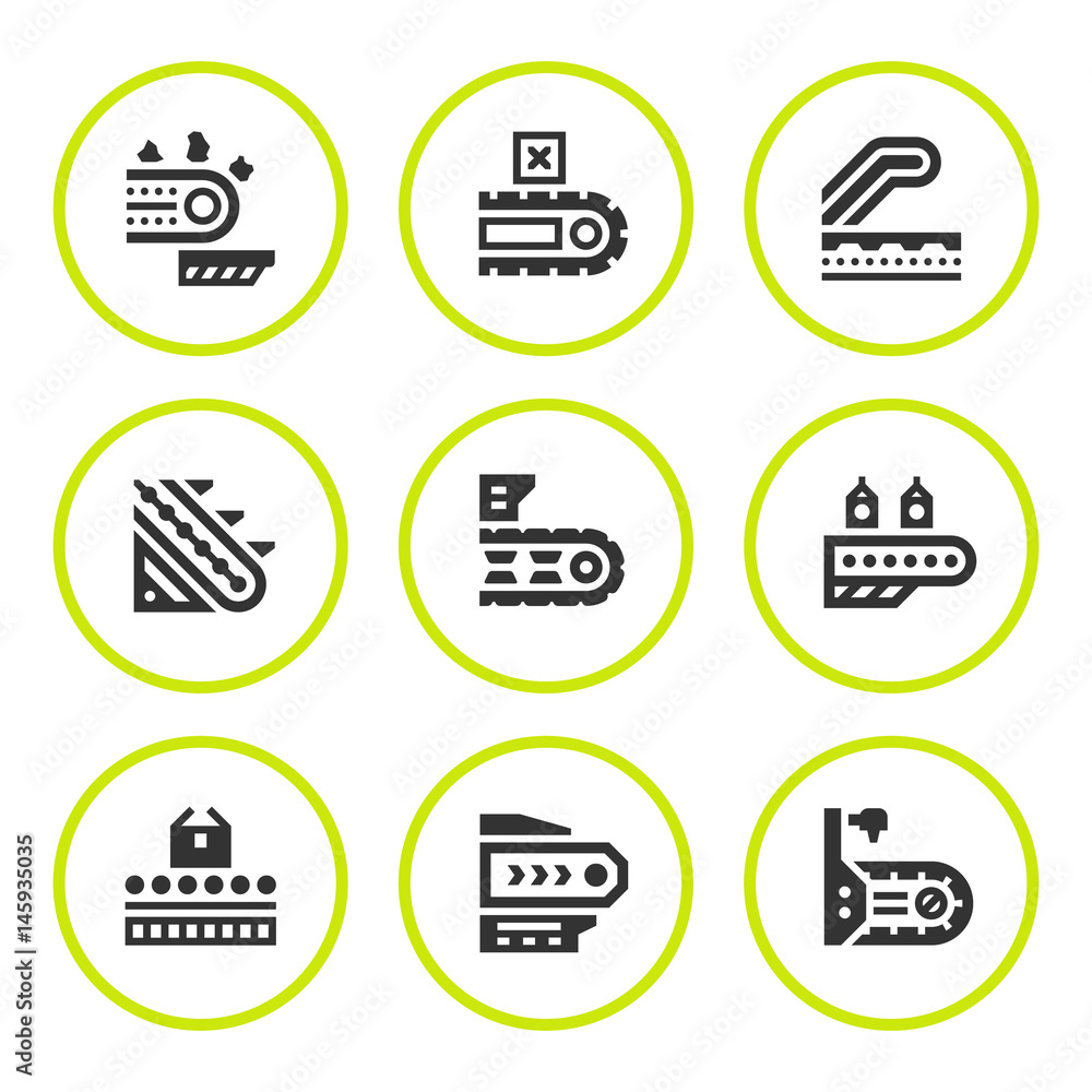 Set round icons of conveyor