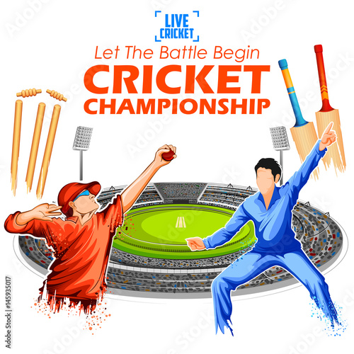 Batsman and bowler playing cricket championship sports
