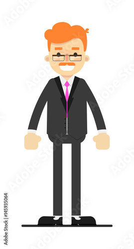 Happy redheaded businessman in suit character isolated on white background vector illustration. People personage in flat design.