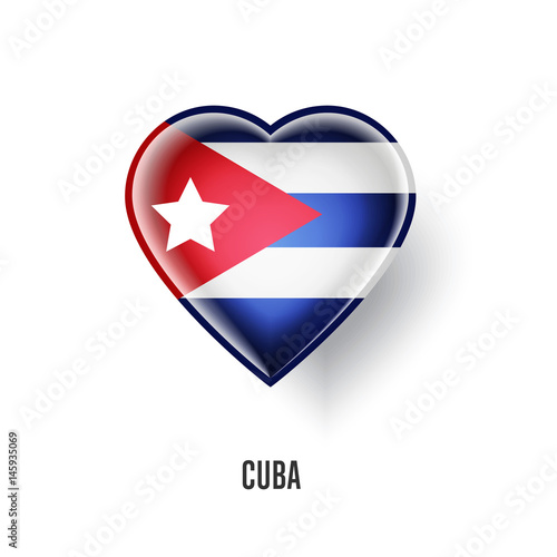 Free Download Patriotic heart symbol with Cuba flag vector illustration isolated on white background. Love Cuba design element or shiny logo, glossy button. - GFXLoad