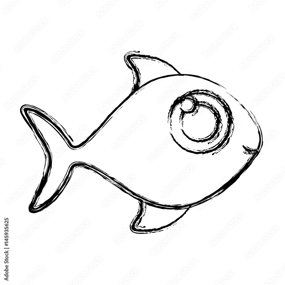 monochrome sketch of fish without scales vector illustration Stock