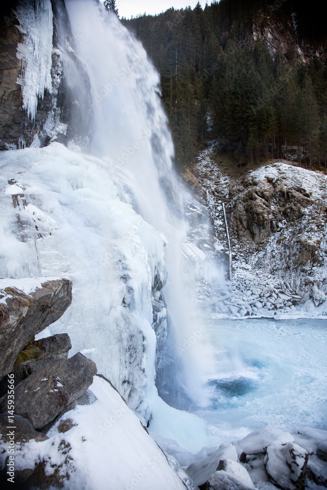 Beautiful frozen scenery at the Krimml waterfalls, Austria Beautiful frozen scenery at the Krimml waterfalls, Austria