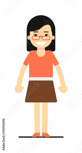 Beautiful pretty woman in casual clothes isolated on white background vector illustration. People personage in flat design.