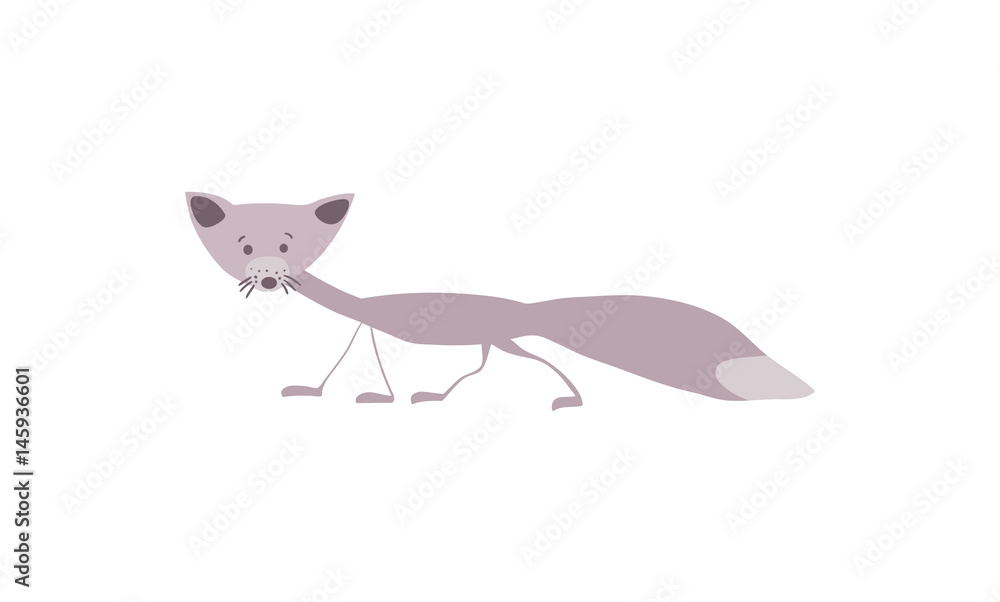 Polar fox personage vector illustration isolated on white background. Cute wild animal, zoo wildlife character in cartoon style. Polar fox personage vector illustration isolated on white background. Cute wild animal, zoo wildlife character in cartoon style.