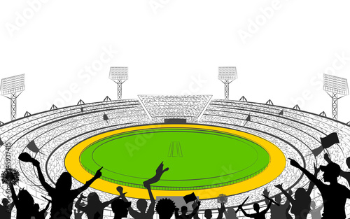 Stadium of Cricket with pitch for champoinship match