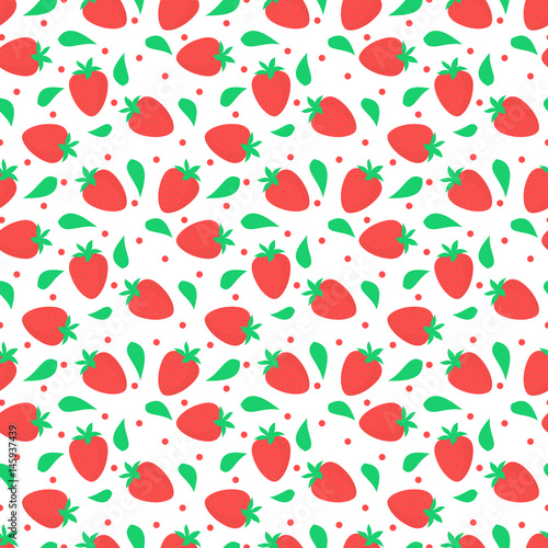 Fototapeta Naklejka Na Ścianę i Meble -  Red strawberries seamless pattern