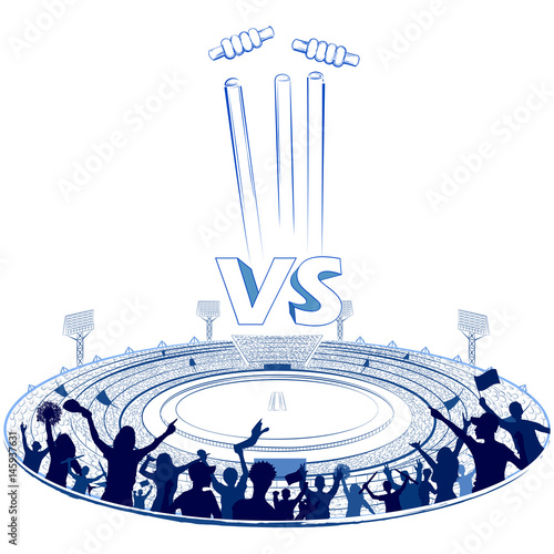 Stadium of Cricket with pitch for champoinship match