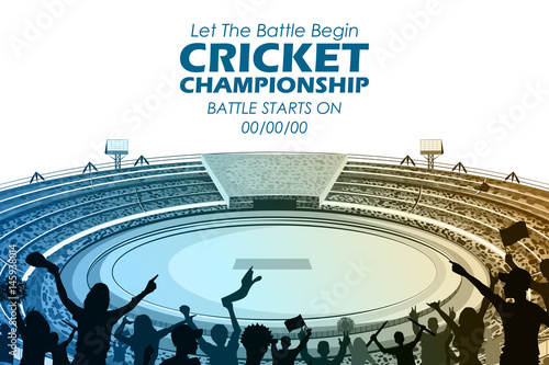 Stadium of Cricket with pitch for champoinship match