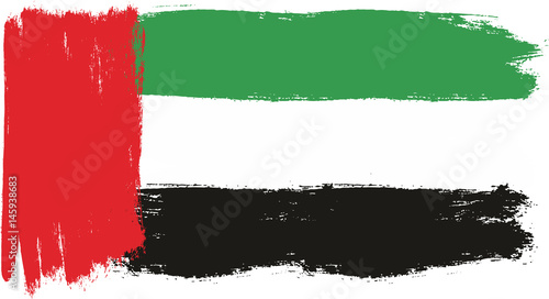 United Arab Emirates Flag Vector Hand Painted with Rounded Brush