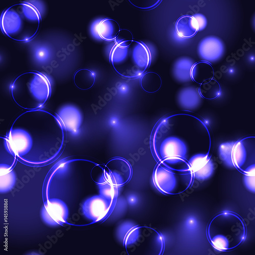 Neon violet bokeh effect seamless pattern