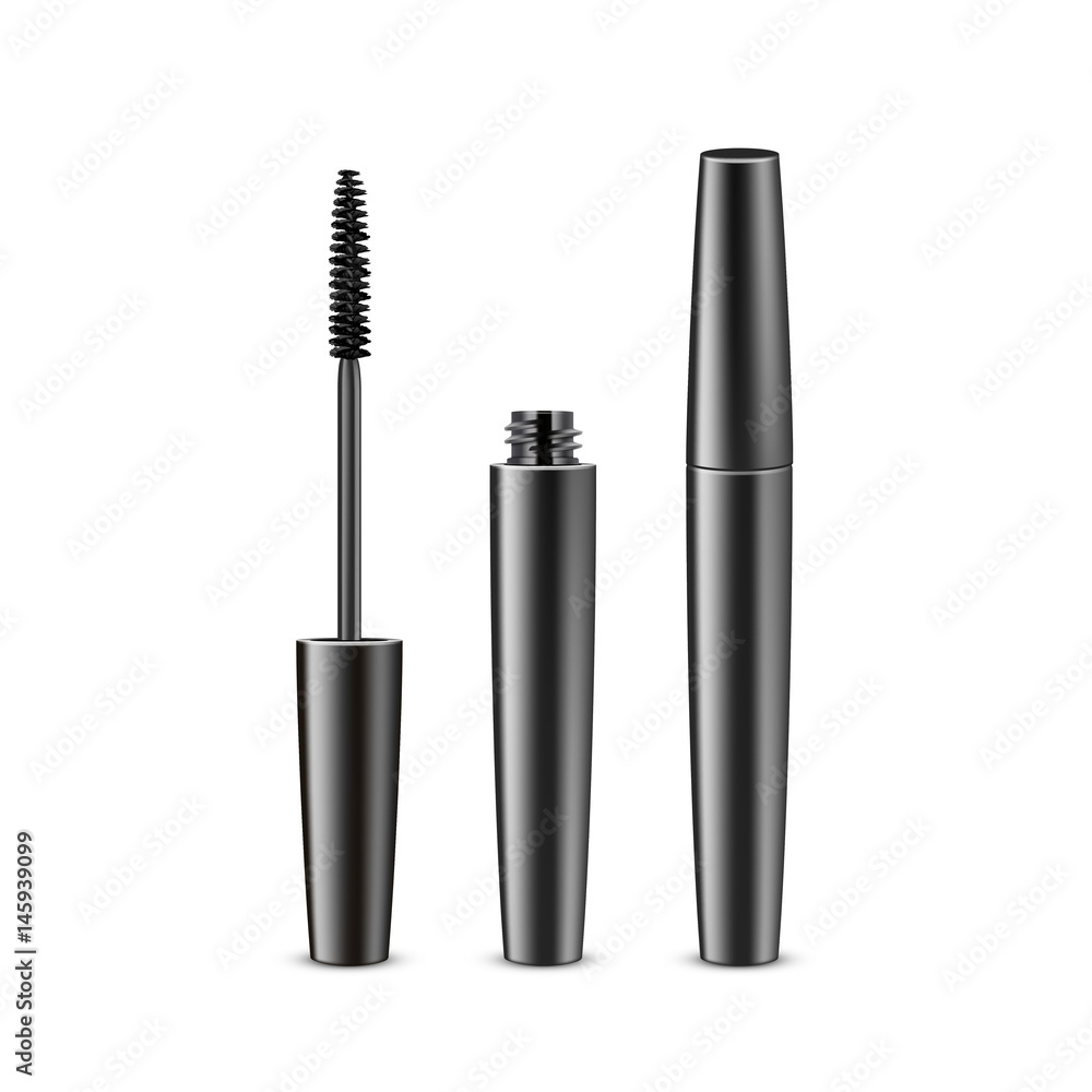 Vector Opened Closed Black Mascara Isolated on White Background Vector Opened Closed Black Mascara Isolated on White Background