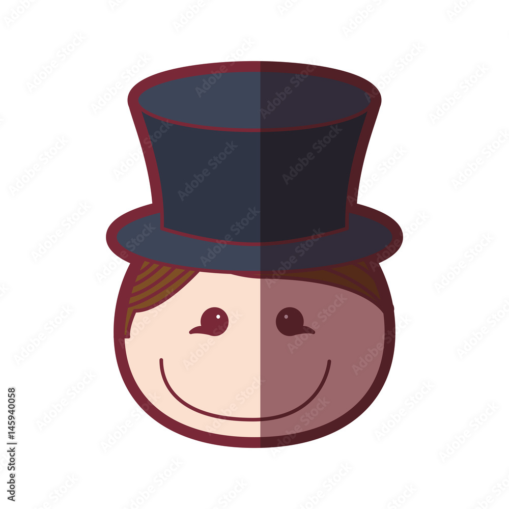 color silhouette shading cartoon front face man with blue hat vector illustration color silhouette shading cartoon front face man with blue hat vector illustration