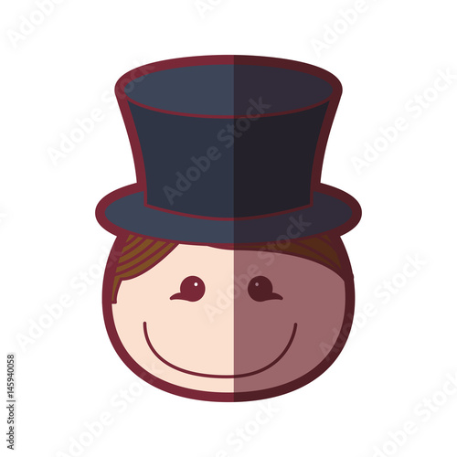 color silhouette shading cartoon front face man with blue hat vector illustration