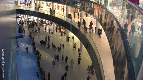 Wallpaper Mural Arabian mall modern interior HD video. Many shopping people walking at stores hall. View of floors with consumers crowd Torontodigital.ca